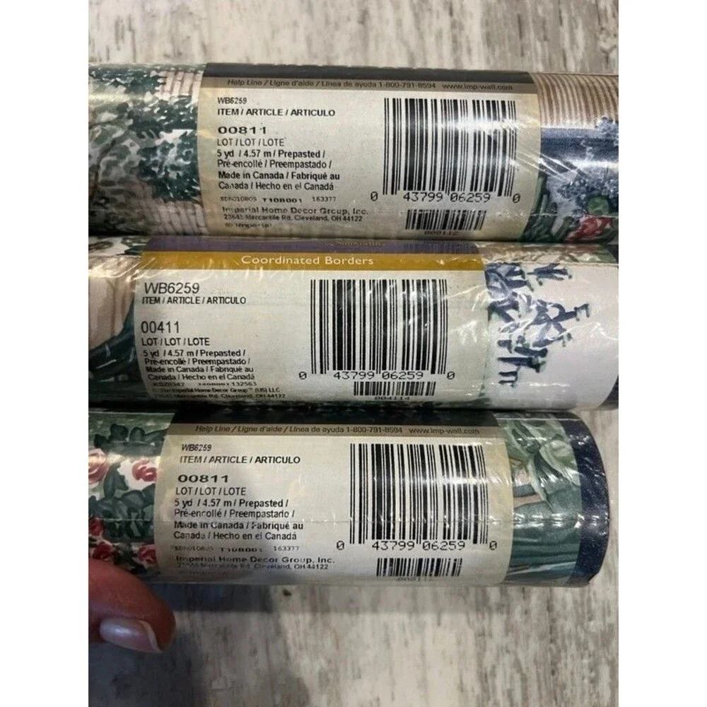 NOS Lot of 3 Country Cottage Floral Garden House Flowers Wallpaper Border